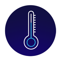 circular icon depicting a thermometer