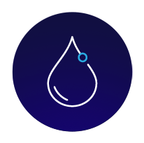 circular icon depicting a water droplet