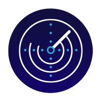 circular icon depicting a radar