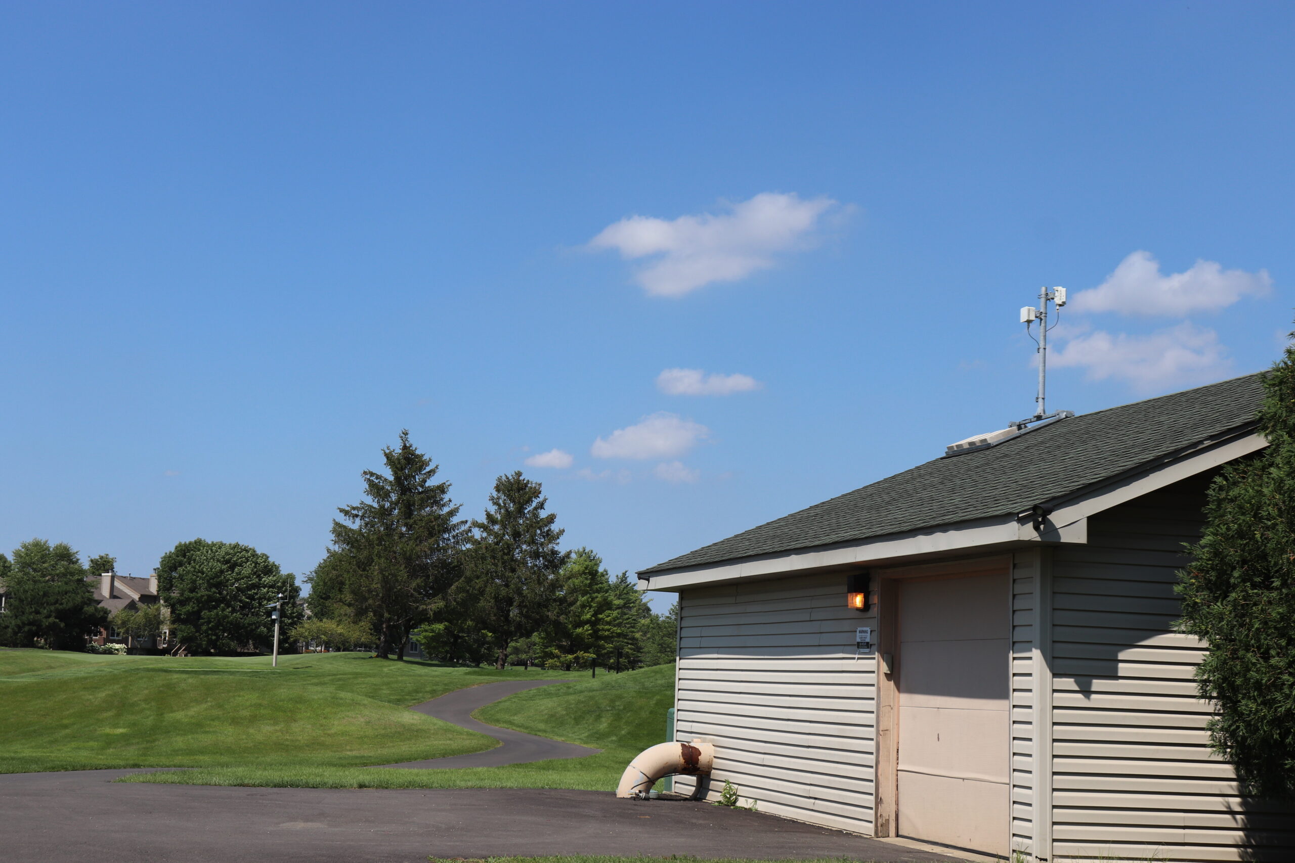 network radios on a building at a golf course