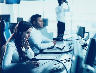 workers at a call center for medical offices